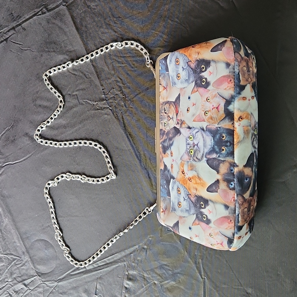 Cat Lady Box Subscription Box Chain Multi Cat Purse Clutch Brand New✨️